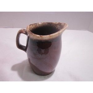 Vintage Hull Oven Proof Brown Drip Pitcher 6 1/2" USA Pottery